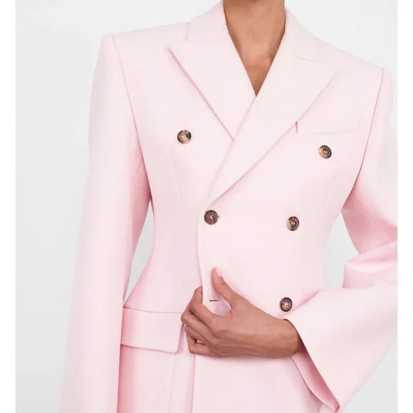Wardrobe NYC Pink Double-Breasted Blazer - Picture 2 of 8